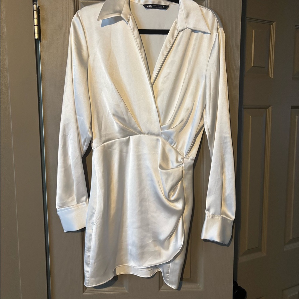 Zara White Long Sleeve Dress
